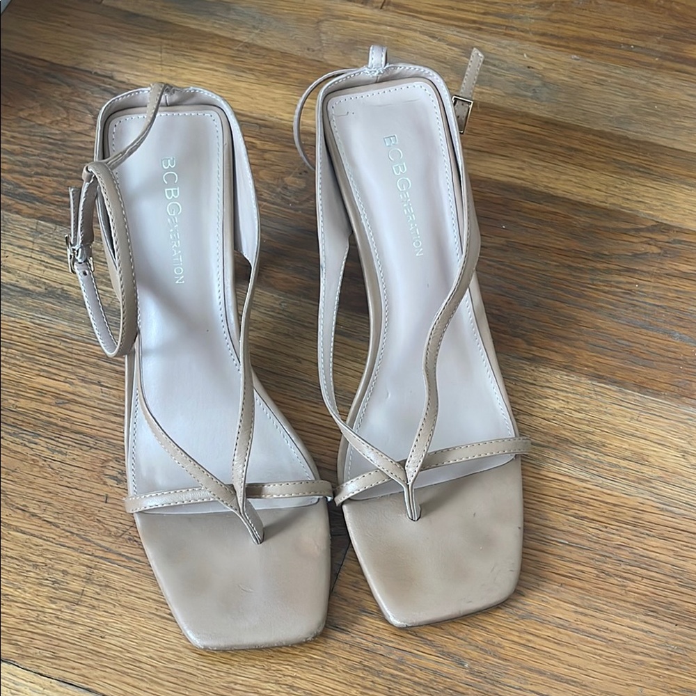BCBGMaxAzria Cream Heels with Ankle Straps